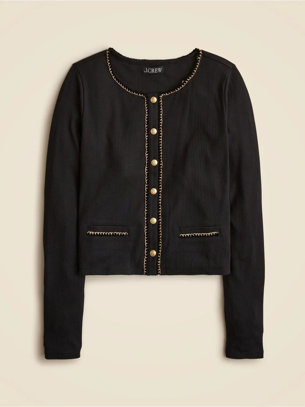 Jcrew Vintage rib lady jacket with chain trim